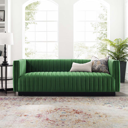 Darcy Channel Tufted Velvet Sofa