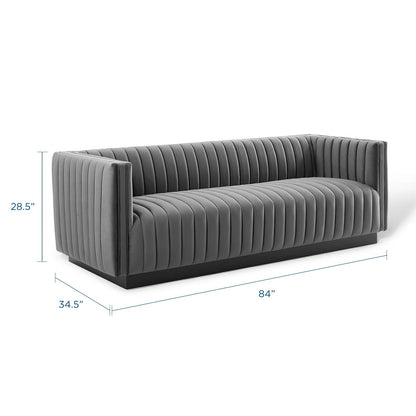 Darcy Channel Tufted Velvet Sofa