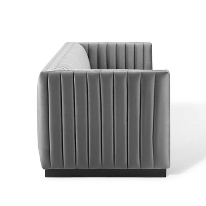 Darcy Channel Tufted Velvet Sofa