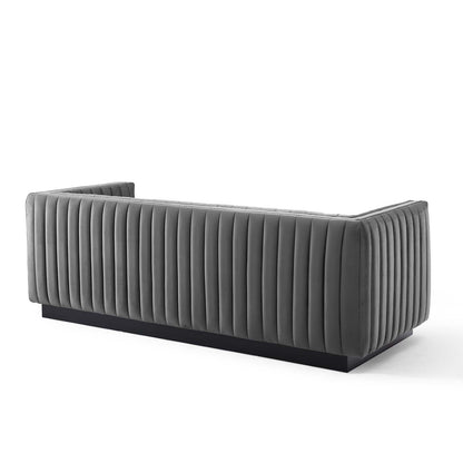 Darcy Channel Tufted Velvet Sofa