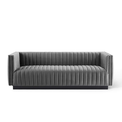 Darcy Channel Tufted Velvet Sofa