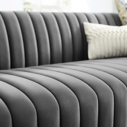 Darcy Channel Tufted Velvet Sofa