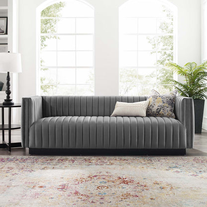 Darcy Channel Tufted Velvet Sofa