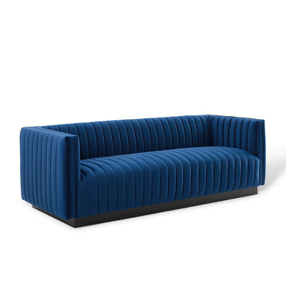 Darcy Channel Tufted Velvet Sofa