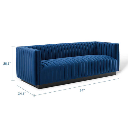 Darcy Channel Tufted Velvet Sofa