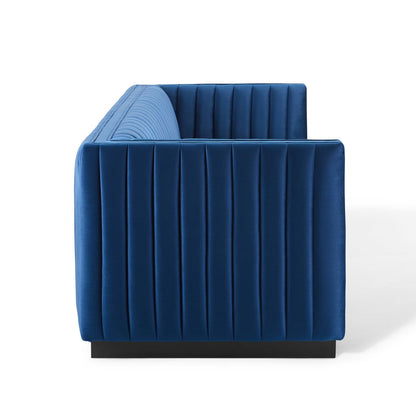 Darcy Channel Tufted Velvet Sofa