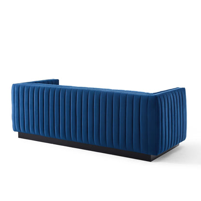Darcy Channel Tufted Velvet Sofa