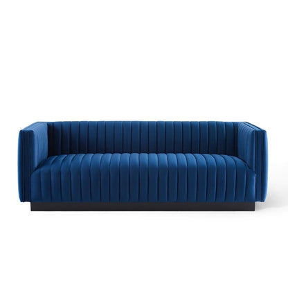 Darcy Channel Tufted Velvet Sofa