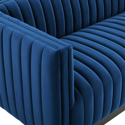 Darcy Channel Tufted Velvet Sofa