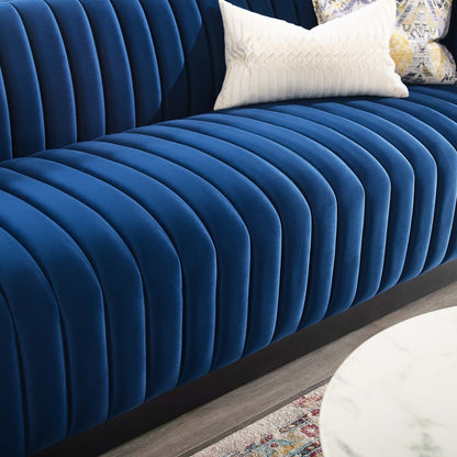 Darcy Channel Tufted Velvet Sofa