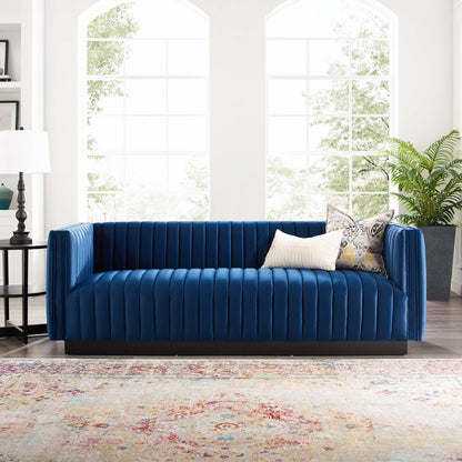 Darcy Channel Tufted Velvet Sofa
