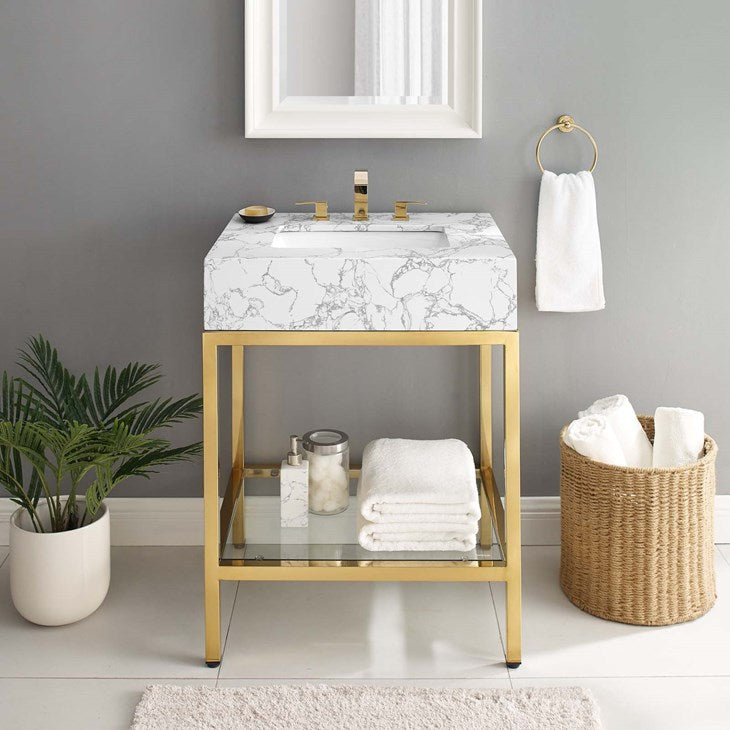 Scarlet 26" Gold Stainless Steel Bathroom Vanity