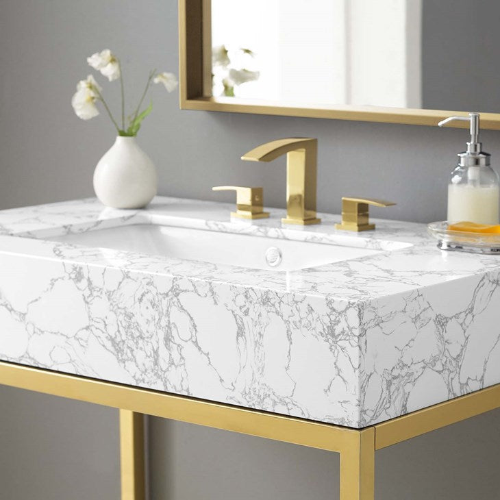 Scarlet 36" Gold Stainless Steel Bathroom Vanity