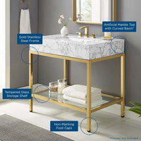 Scarlet 36" Gold Stainless Steel Bathroom Vanity