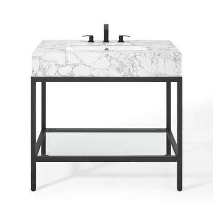 Scarlet 36" Black Stainless Steel Bathroom Vanity