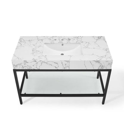 Scarlet 50" Black Stainless Steel Bathroom Vanity