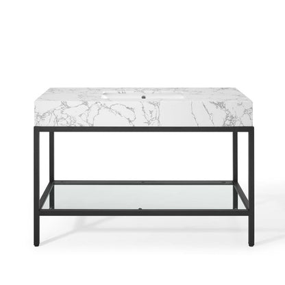 Scarlet 50" Black Stainless Steel Bathroom Vanity