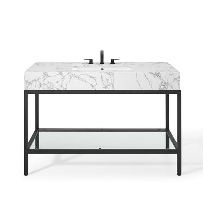 Scarlet 50" Black Stainless Steel Bathroom Vanity