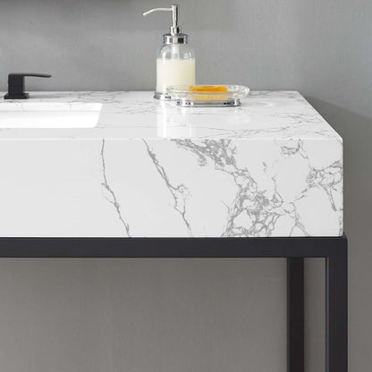 Scarlet 50" Black Stainless Steel Bathroom Vanity