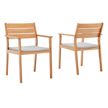 Calliope Outdoor Patio Ash Wood Dining Armchair (Set of 2)