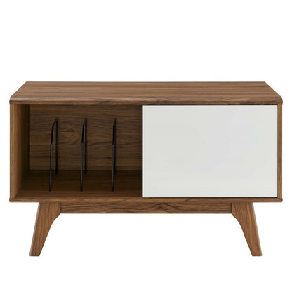 Vision Vinyl Record Display Stand (White/Walnut) V3