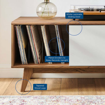 Vision Vinyl Record Display Stand (White/Walnut) V3