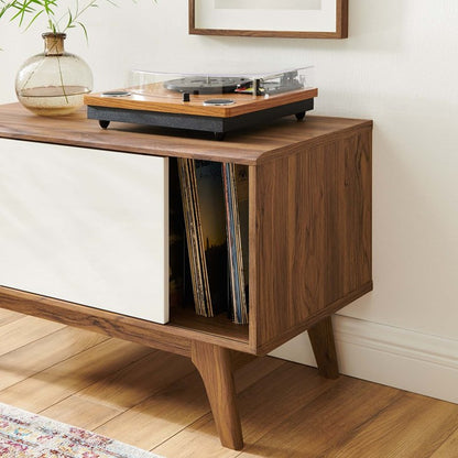 Vision Vinyl Record Display Stand (White/Walnut) V3