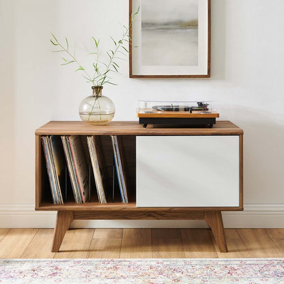 Vision Vinyl Record Display Stand (White/Walnut) V3