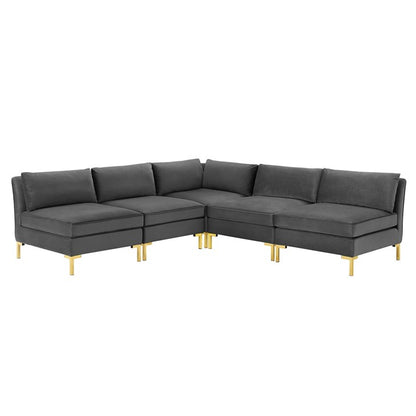 Heidel 5-Piece Performance Velvet Sectional Sofa