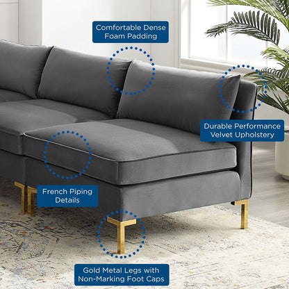 Heidel 5-Piece Performance Velvet Sectional Sofa