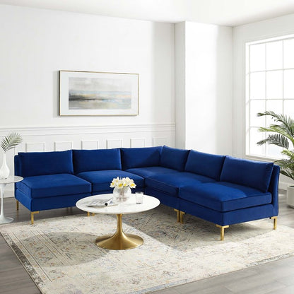 Heidel 5-Piece Performance Velvet Sectional Sofa