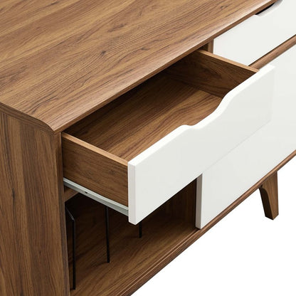 Vision Vinyl Record Display Stand (White/Walnut) V1