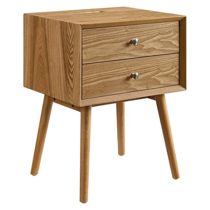 Mediah Wood Nightstand With USB Ports