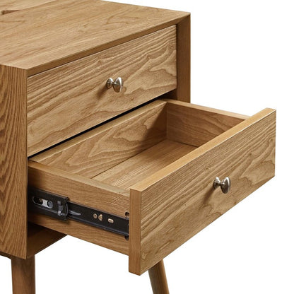 Mediah Wood Nightstand With USB Ports