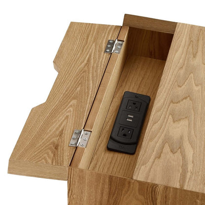 Mediah Wood Nightstand With USB Ports