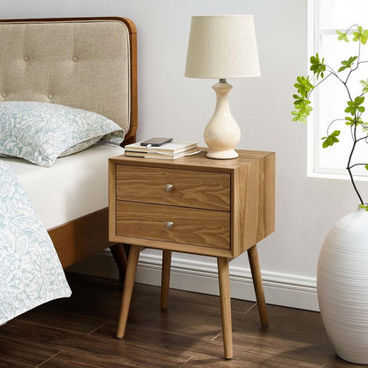 Mediah Wood Nightstand With USB Ports