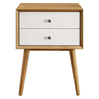 Mediah Wood Nightstand With USB Ports