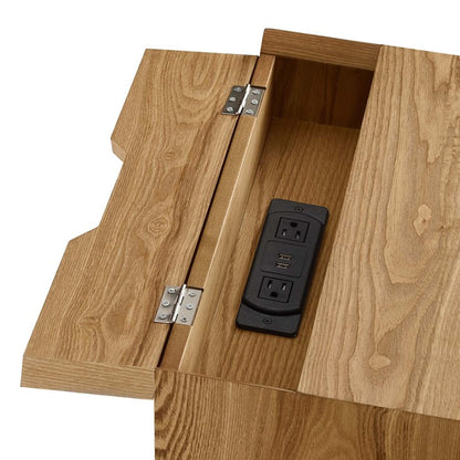Mediah Wood Nightstand With USB Ports
