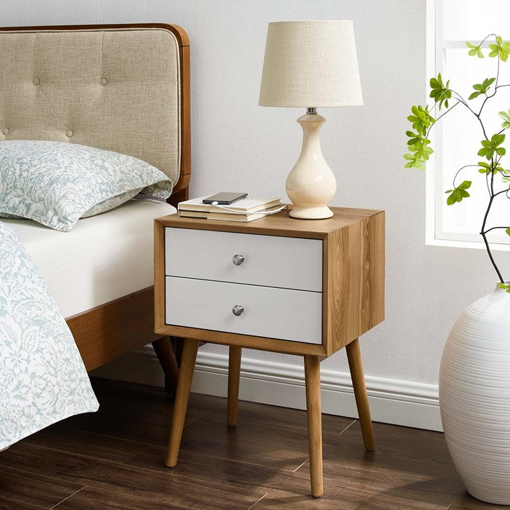 Mediah Wood Nightstand With USB Ports