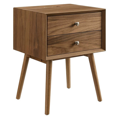 Mediah Wood Nightstand With USB Ports