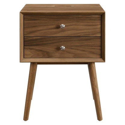 Mediah Wood Nightstand With USB Ports