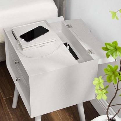 Mediah Wood Nightstand With USB Ports