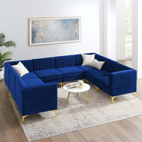 Valencia Channel Tufted Performance Velvet 8-Piece Sectional Sofa