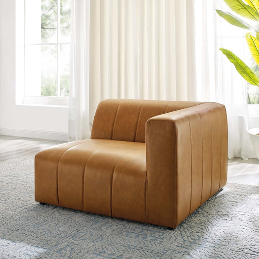 Colton Vegan Leather Right-Arm Chair in Tan