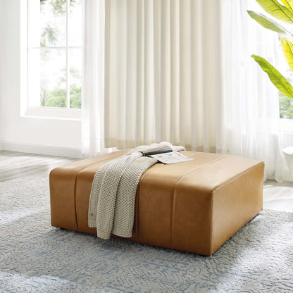 Colton Vegan Leather Ottoman in Tan
