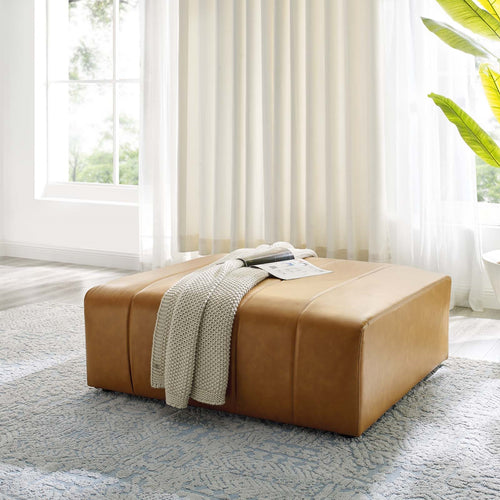 Colton Vegan Leather Ottoman in Tan