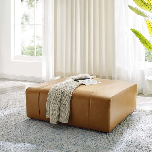 Colton Vegan Leather Ottoman in Tan