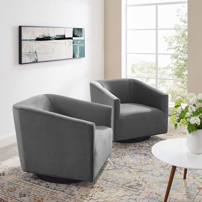 Arlo Swivel Chair in Performance Velvet (Set of 2)