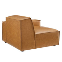 Vitality Left-Arm Vegan Leather Sectional Sofa Chair in Tan