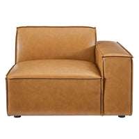 Vitality Left-Arm Vegan Leather Sectional Sofa Chair in Tan